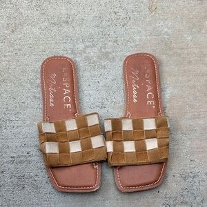 L Space Checkered Slide Sandals